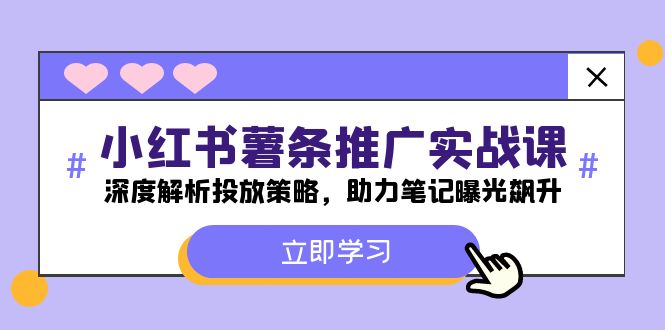 （12289期）小红书-薯 条 推 广 实战课：深度解析投放策略，助力笔记曝光飙升-志拓网创