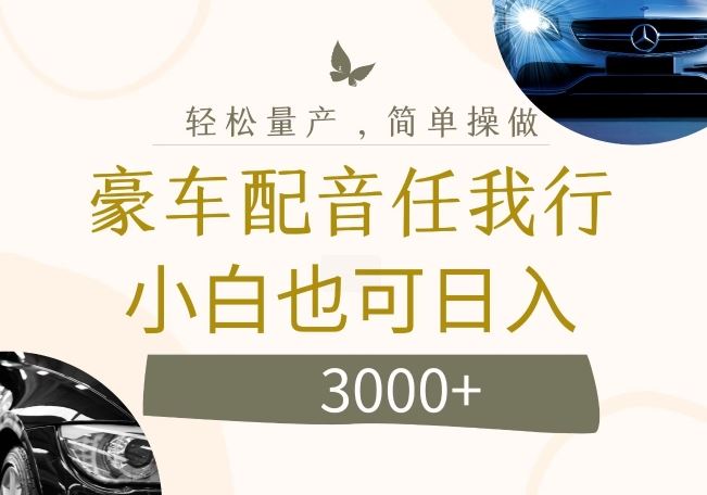 不为人知的暴力小项目，豪车配音，日入几张【揭秘】-志拓网创
