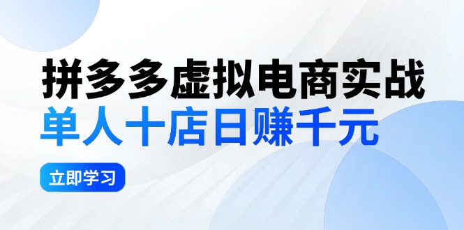 （12326期）拼多多虚拟电商实战：单人10店日赚千元，深耕老项目，稳定盈利不求风口-志拓网创
