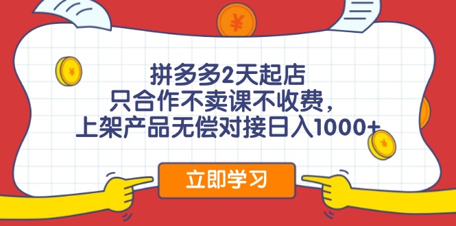 （12356期）拼多多0成本开店，只合作不卖课不收费，0成本尝试，日赚千元+-志拓网创