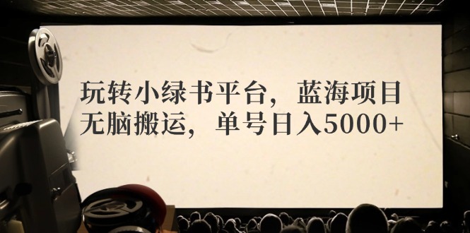 （12366期）玩转小绿书平台，蓝海项目，无脑搬运，单号日入5000+-志拓网创
