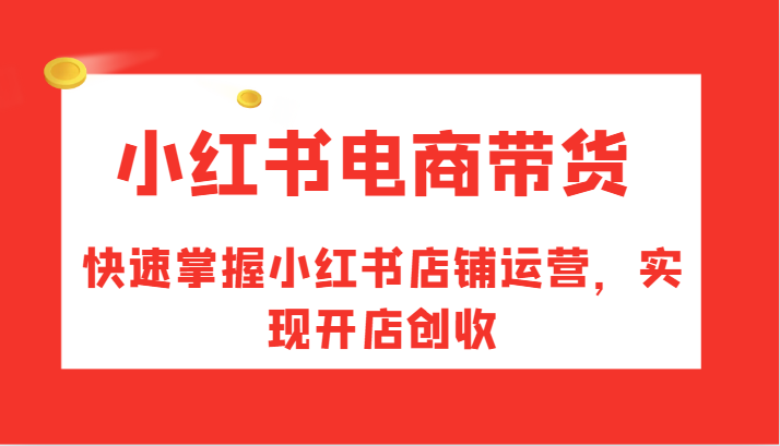 小红书电商带货，快速掌握小红书店铺运营，实现开店创收-志拓网创