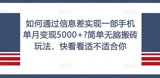 如何通过信息差实现一部手机单月变现5000+?简单无脑搬砖玩法，快看看适不适合你【揭秘】-志拓网创
