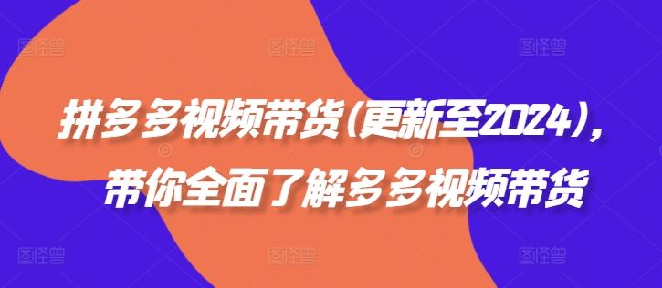 拼多多视频带货(更新至2024)，带你全面了解多多视频带货-志拓网创