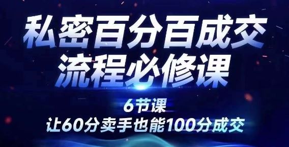 私密百分百成交流程线上训练营，绝对成交，让60分卖手也能100分成交-志拓网创