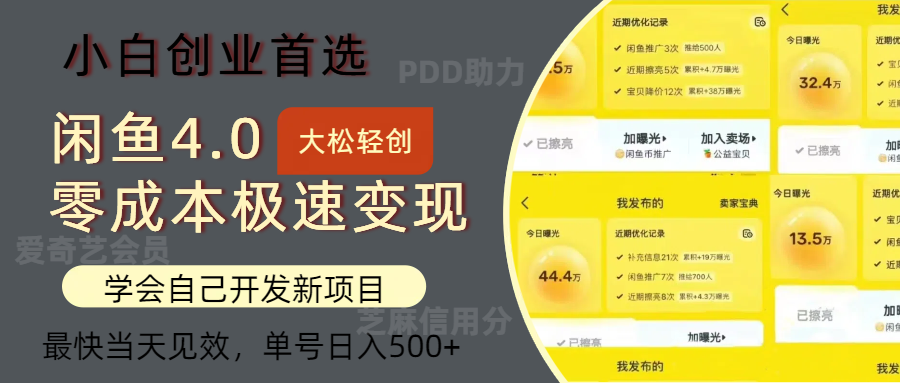 （12434期）闲鱼0成本极速变现项目，多种变现方式 单号日入500+最新玩法-志拓网创