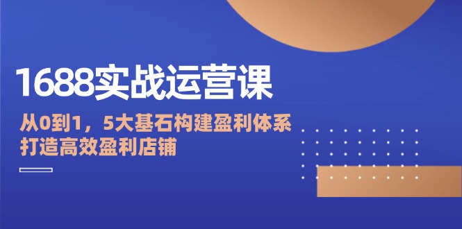 （12482期）1688实战运营课：从0到1，5大基石构建盈利体系，打造高效盈利店铺-志拓网创