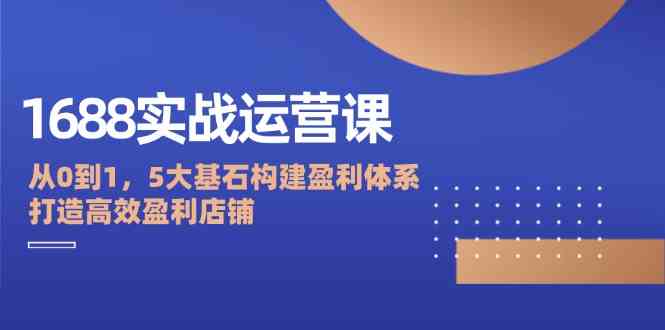 1688实战运营课：从0到1，5大基石构建盈利体系，打造高效盈利店铺-志拓网创