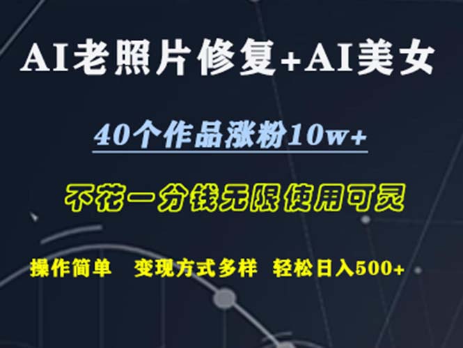 （12489期）AI老照片修复+AI美女玩发  40个作品涨粉10w+  不花一分钱使用可灵  操…-志拓网创