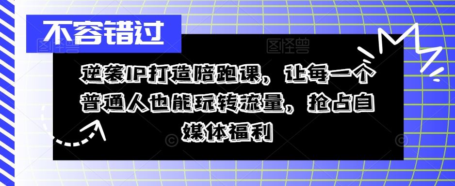 逆袭IP打造陪跑课，让每一个普通人也能玩转流量，抢占自媒体福利-志拓网创
