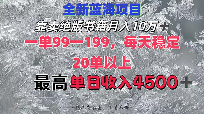 （12512期）靠卖绝版书籍月入10W+,一单99-199，一天平均20单以上，最高收益日入4500+-志拓网创