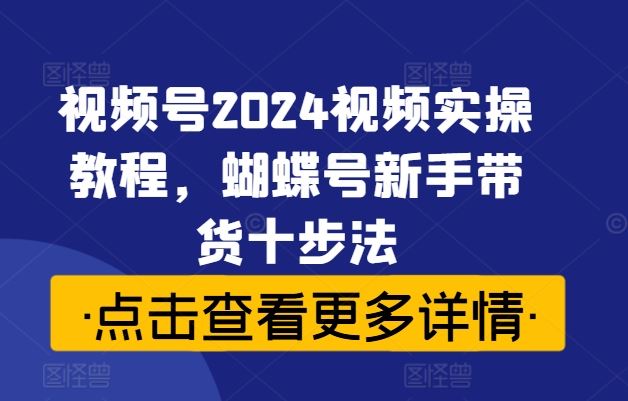 视频号2024视频实操教程，蝴蝶号新手带货十步法-志拓网创