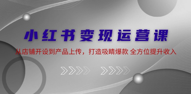 小红书变现运营课：从店铺开设到产品上传，打造吸睛爆款 全方位提升收入-志拓网创