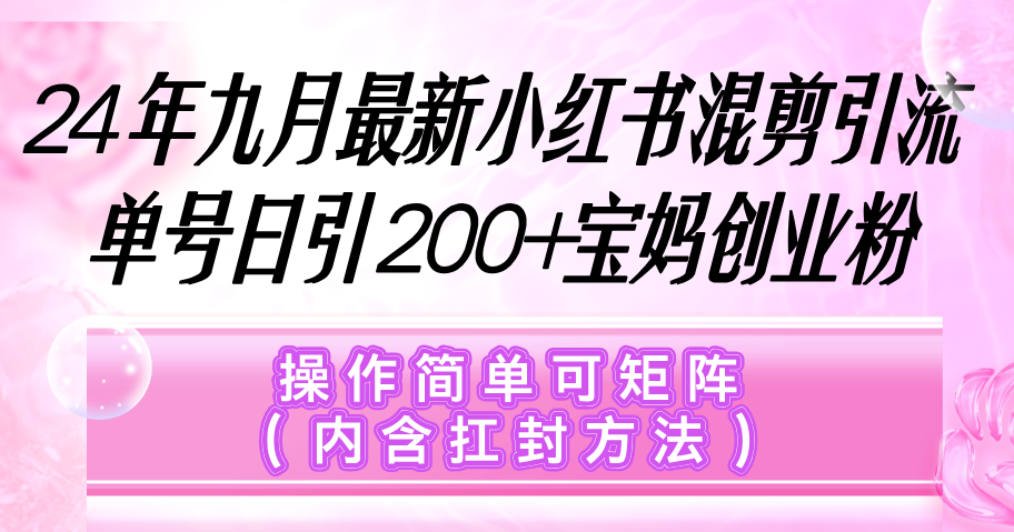 （12530期）小红书混剪引流，单号日引200+宝妈创业粉，操作简单可矩阵（内含扛封…-志拓网创