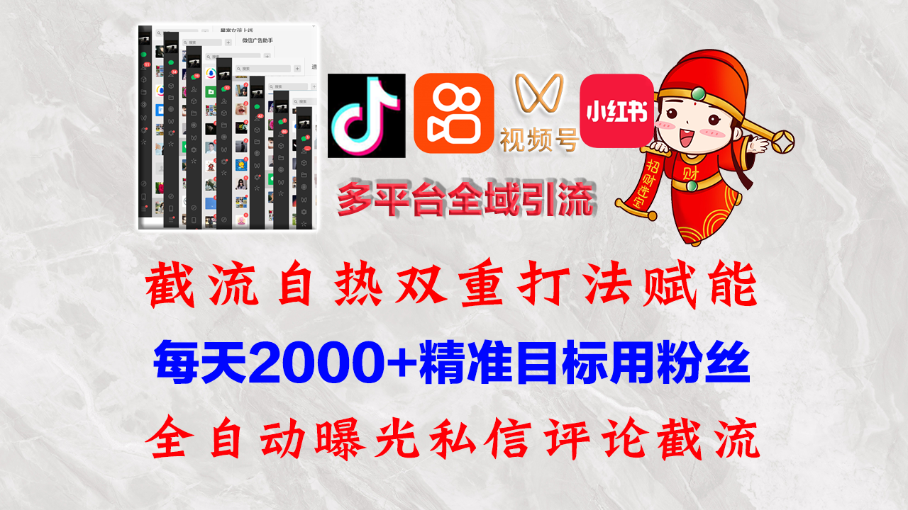 （12559期）快手，抖音，小红书，视频号多平台全自动引流获客系统 精准全域引流，…-志拓网创