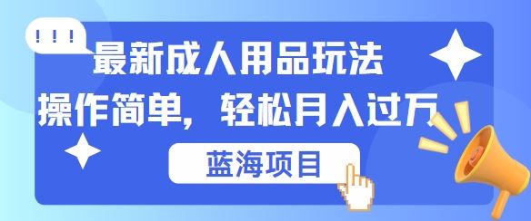 最新成人用品项目玩法，操作简单，动动手，轻松日入几张【揭秘】-志拓网创
