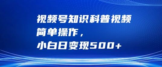 视频号知识科普视频，简单操作，小白日变现500+【揭秘】-志拓网创