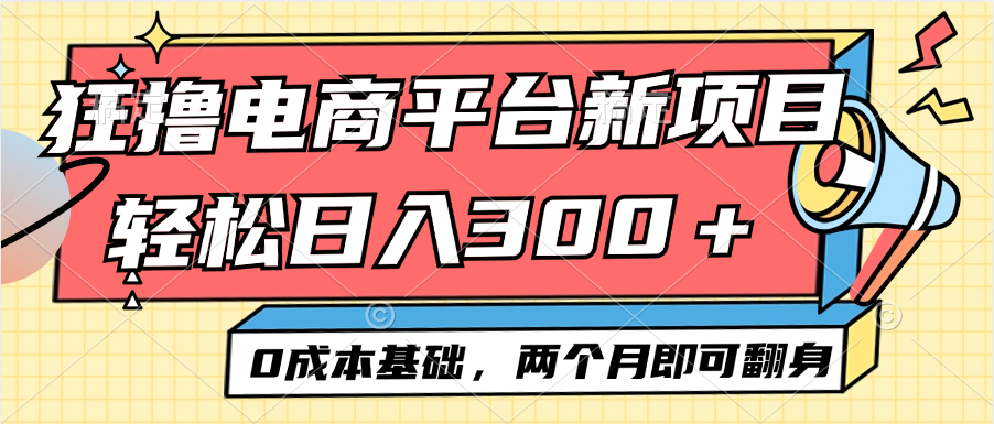 （12685期）电商平台新赛道变现项目小白轻松日入300＋0成本基础两个月即可翻身-志拓网创