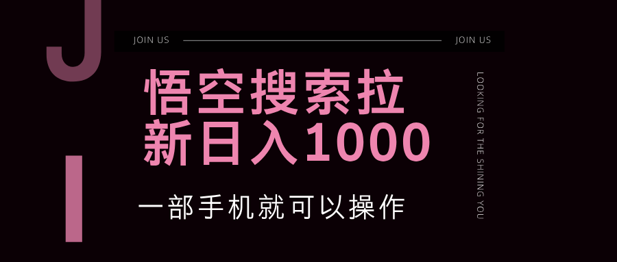（12717期）悟空搜索类拉新 蓝海项目 一部手机就可以操作 教程非常详细-志拓网创