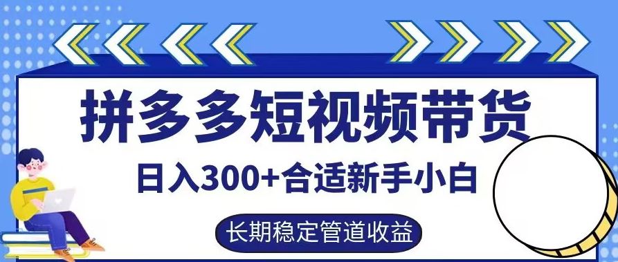 拼多多短视频带货日入300+有长期稳定被动收益，合适新手小白【揭秘】-志拓网创
