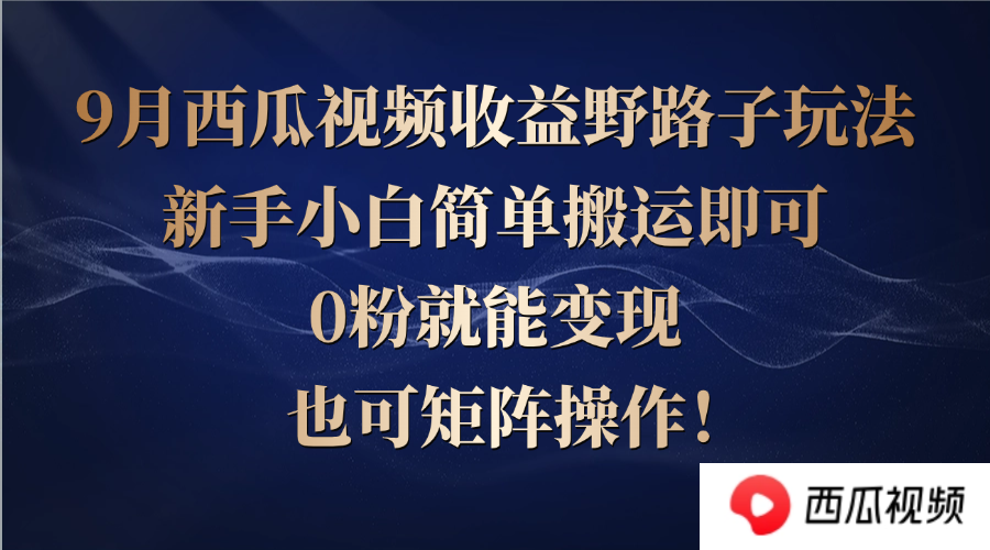 （12760期）西瓜视频收益野路子玩法，新手小白简单搬运即可，0粉就能变现，也可矩…-志拓网创