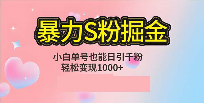 （12778期）单人单机日引千粉，变现1000+，S粉流量掘金计划攻略-志拓网创
