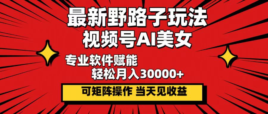 （12798期）最新野路子玩法，视频号AI美女，当天见收益，轻松月入30000＋-志拓网创