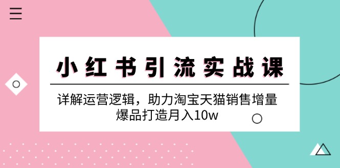 小红书引流实战课：详解运营逻辑，助力淘宝天猫销售增量，爆品打造月入10w-志拓网创