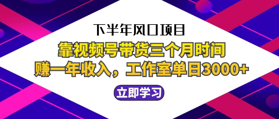 下半年风口项目，靠视频号带货三个月时间赚一年收入，工作室实测单日3…-志拓网创