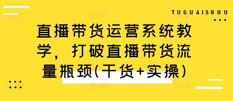 直播带货运营系统教学，打破直播带货流量瓶颈(干货+实操)-志拓网创