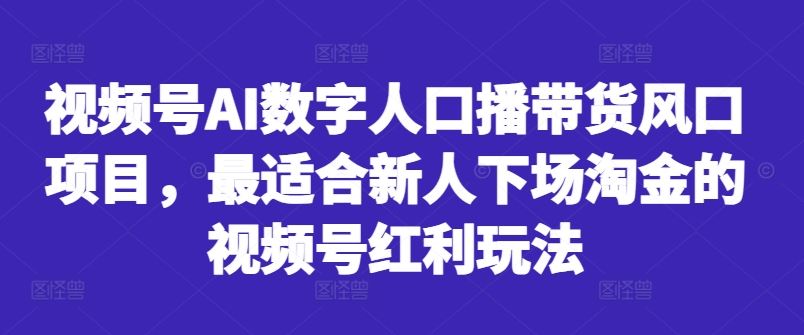 视频号AI数字人口播带货风口项目，最适合新人下场淘金的视频号红利玩法-志拓网创