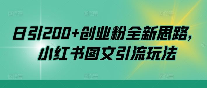 日引200+创业粉全新思路，小红书图文引流玩法【揭秘】-志拓网创