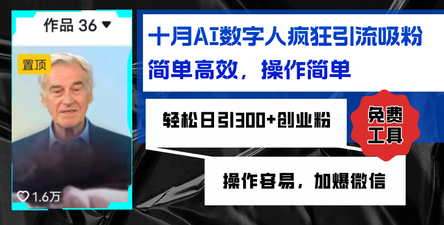 （12963期）AI数字人疯狂引流吸粉，简单高效，日引300+创业粉 ，操作容易，加爆微信-志拓网创