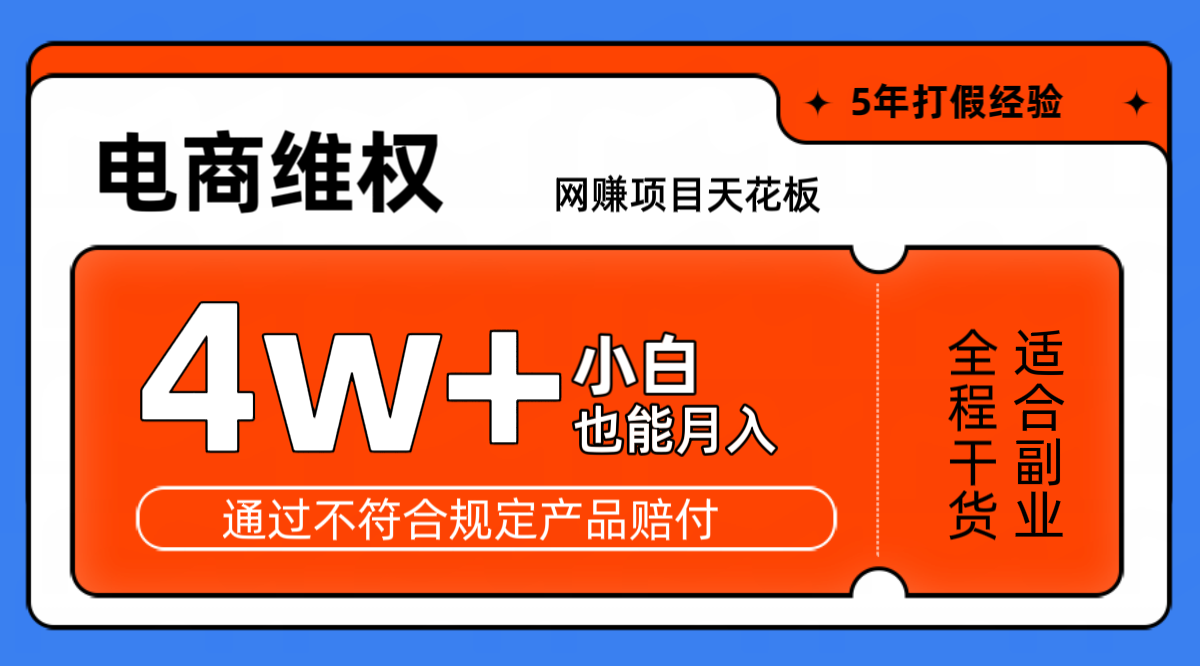 网赚项目天花板电商购物维权月收入稳定4w+独家玩法小白也能上手-志拓网创