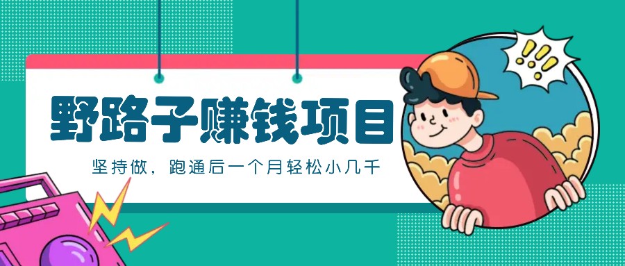 一个人就能操作的野路子赚钱项目，零成本零门槛坚持做，跑通后一个月小几千！-志拓网创