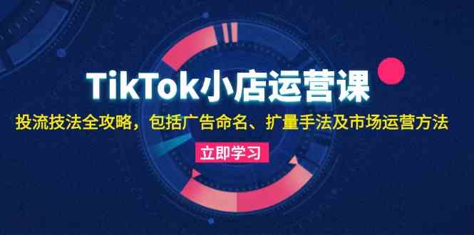 TikTok小店运营课：投流技法全攻略，包括广告命名 扩量手法及市场运营方法-志拓网创