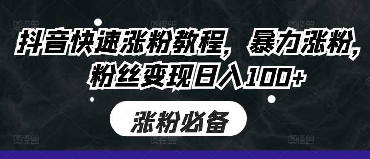 抖音快速涨粉教程，暴力涨粉，粉丝变现日入100+-志拓网创
