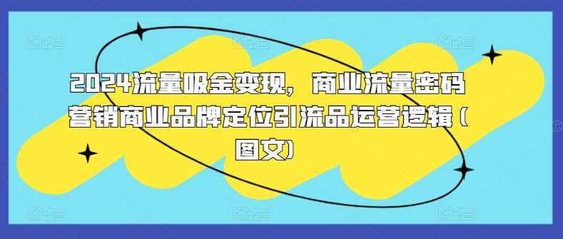 2024流量吸金变现，商业流量密码营销商业品牌定位引流品运营逻辑(图文)-志拓网创