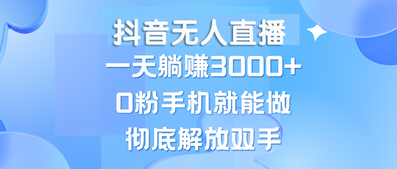 （13038期）抖音无人直播，一天躺赚3000+，0粉手机就能做，新手小白均可操作-志拓网创