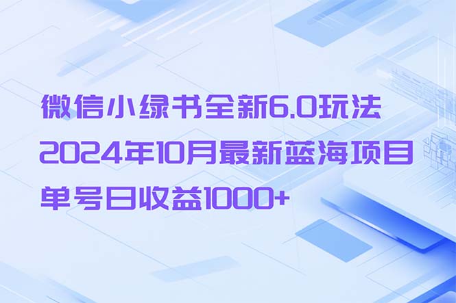 （13052期）微信小绿书全新6.0玩法，2024年10月最新蓝海项目，单号日收益1000+-志拓网创