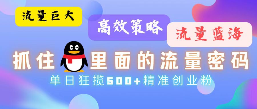 （13068期）流量蓝海，抓住QQ里面的流量密码！高效策略，单日狂揽500+精准创业粉-志拓网创