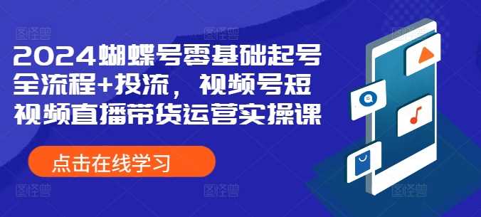 2024蝴蝶号零基础起号全流程+投流，视频号短视频直播带货运营实操课-志拓网创
