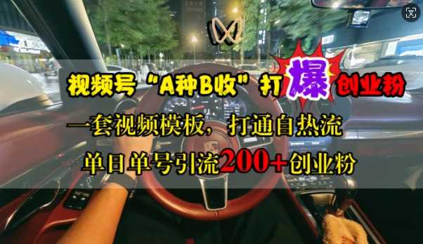 视频号“A种B收”打爆创业粉，一套视频模板打通自热流，单日单号引流200+创业粉-志拓网创