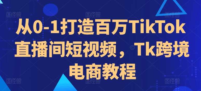 从0-1打造百万TikTok直播间短视频，Tk跨境电商教程-志拓网创