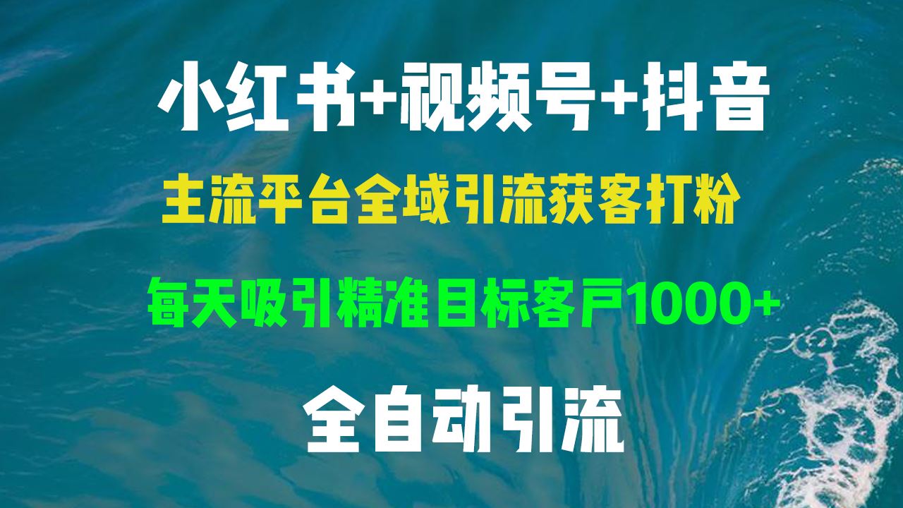 （13104期）小红书，视频号，抖音主流平台全域引流获客打粉，每天吸引精准目标客户…-志拓网创