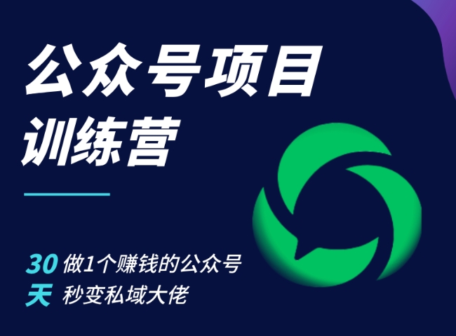 公众号项目训练营，30天做1个赚钱的公众号，秒变私域大佬-志拓网创