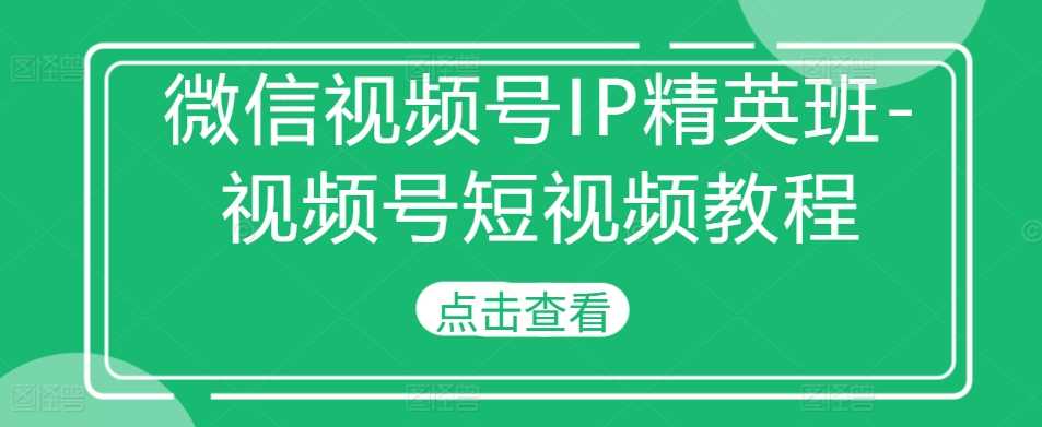 微信视频号IP精英班-视频号短视频教程-志拓网创