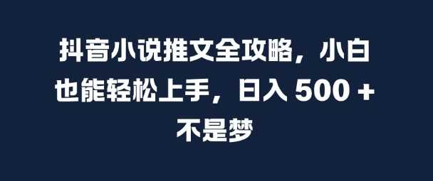 抖音小说推文全攻略，小白也能轻松上手，日入 5张+ 不是梦【揭秘】-志拓网创