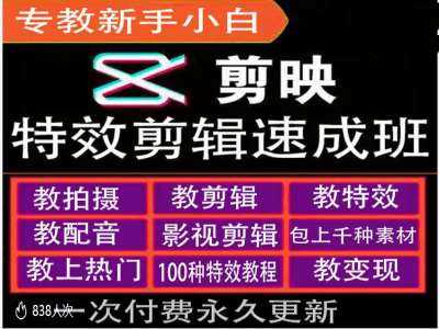 剪映特效教程和运营变现教程，特效剪辑速成班，专教新手小白-志拓网创