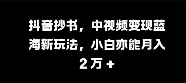 抖音抄书，中视频变现蓝海新玩法，小白亦能月入 过W【揭秘】-志拓网创